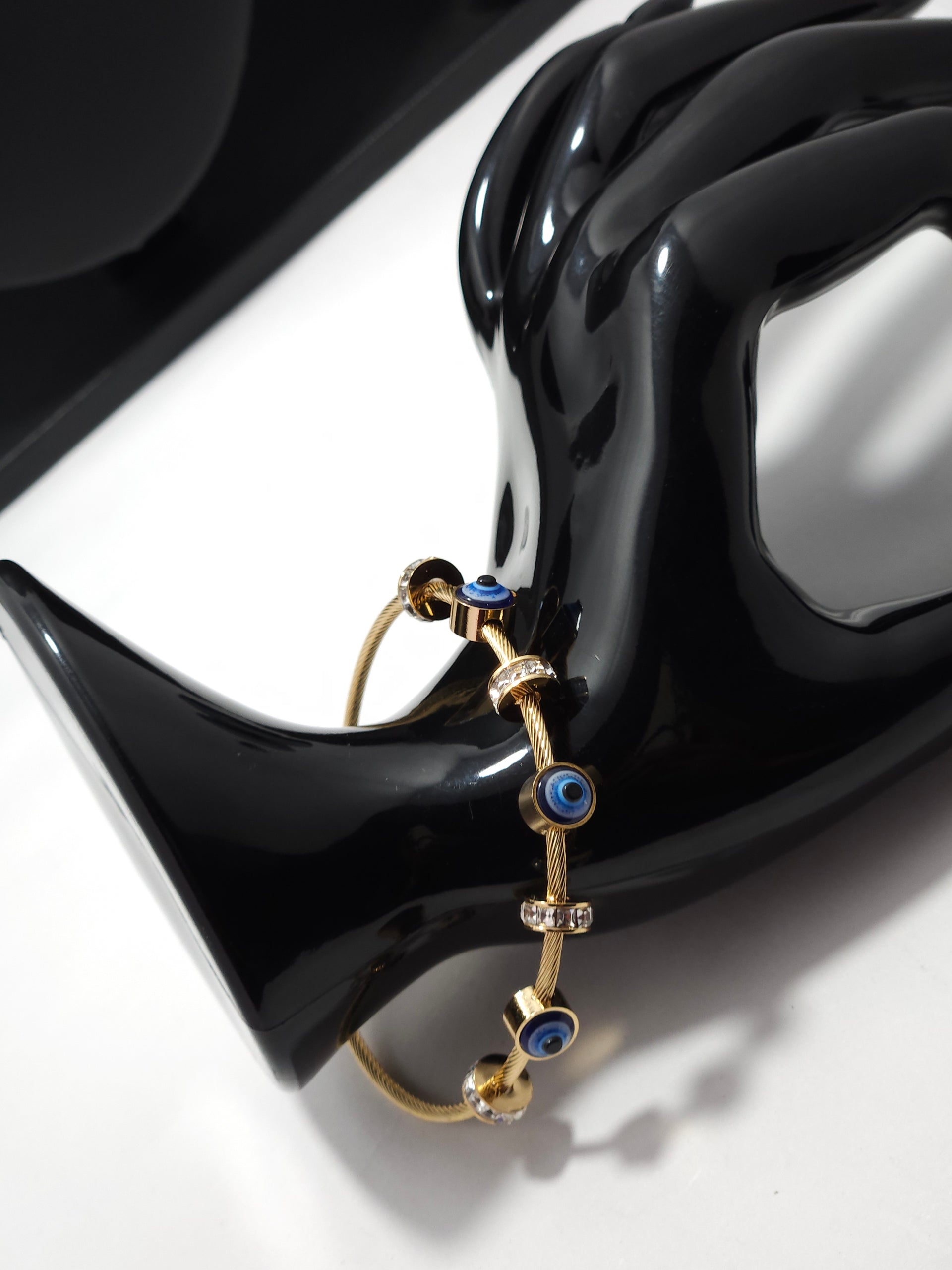 Evil Eye Charm Bracelet – Gold-Tone Adjustable Protection Bracelet