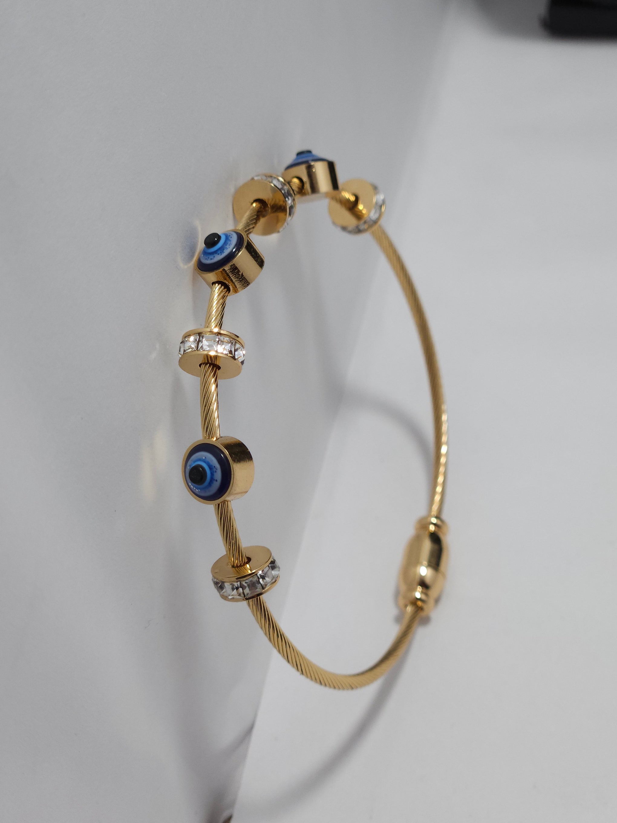 Evil Eye Charm Bracelet – Gold-Tone Adjustable Protection Bracelet