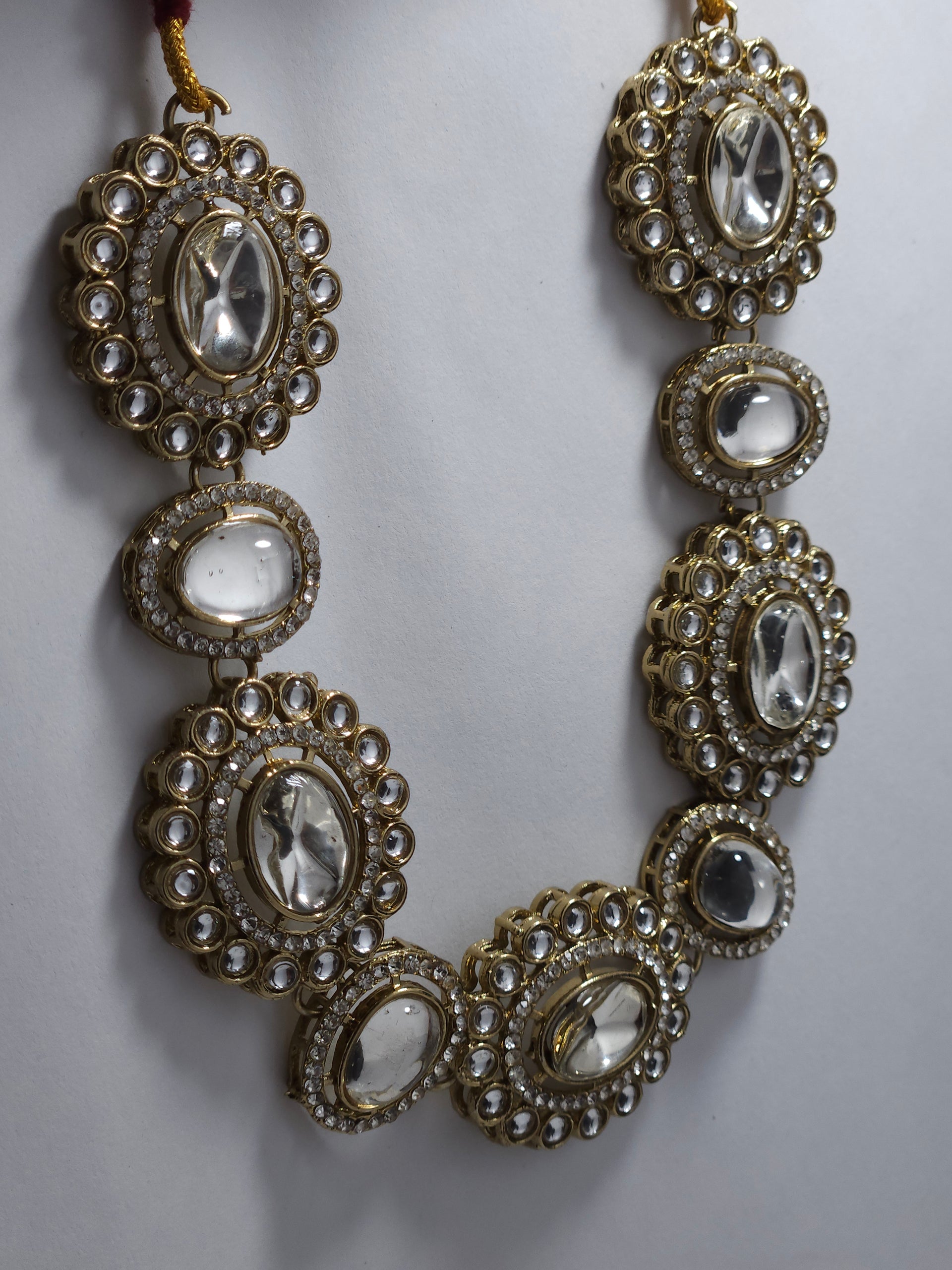 Kundan Pearl Necklace Set – Traditional Gold-Tone Statement Jewelry Set