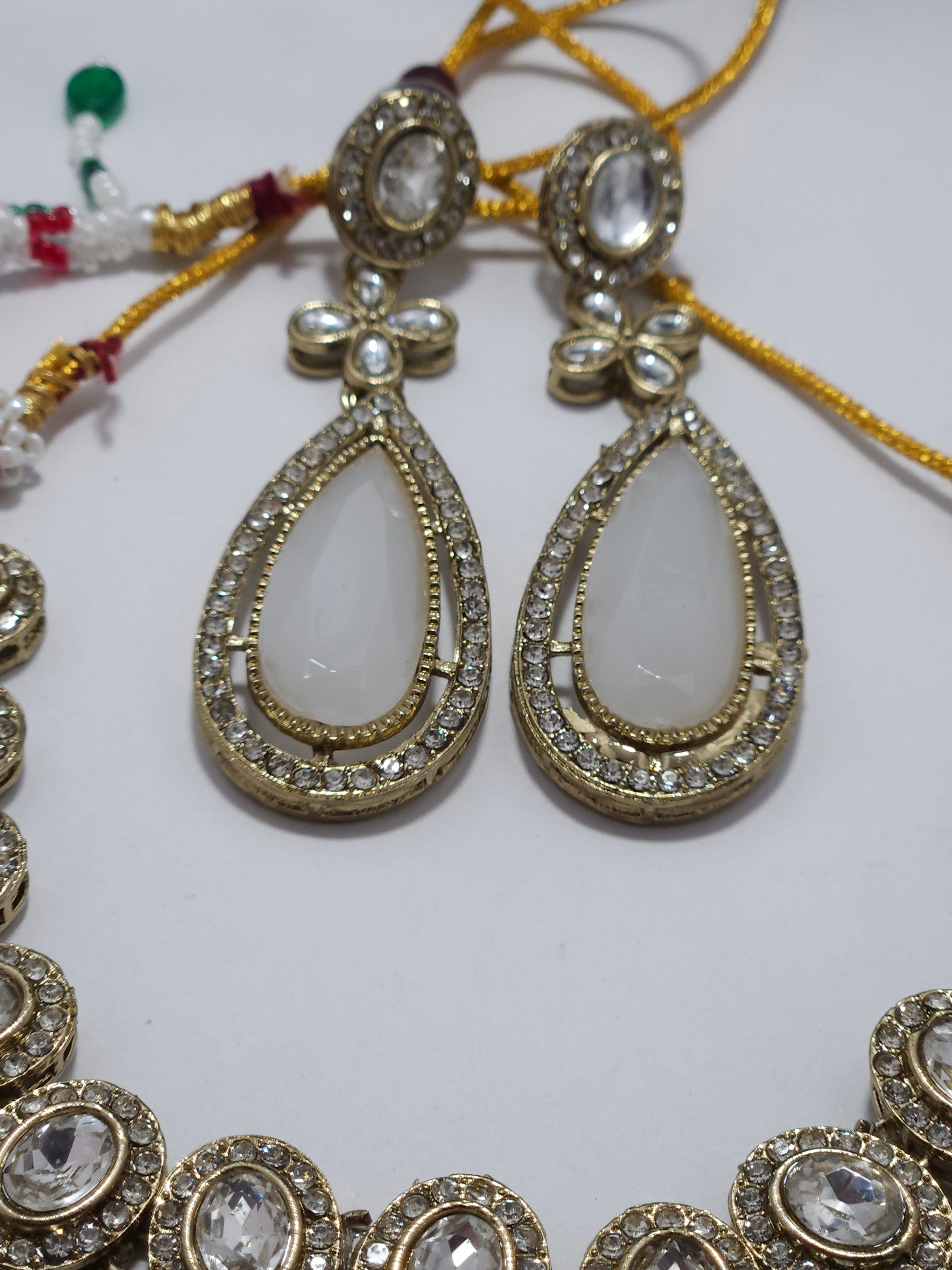 Pearl Teardrop Necklace Set – Elegant Floral Crystal Statement Jewelry Set