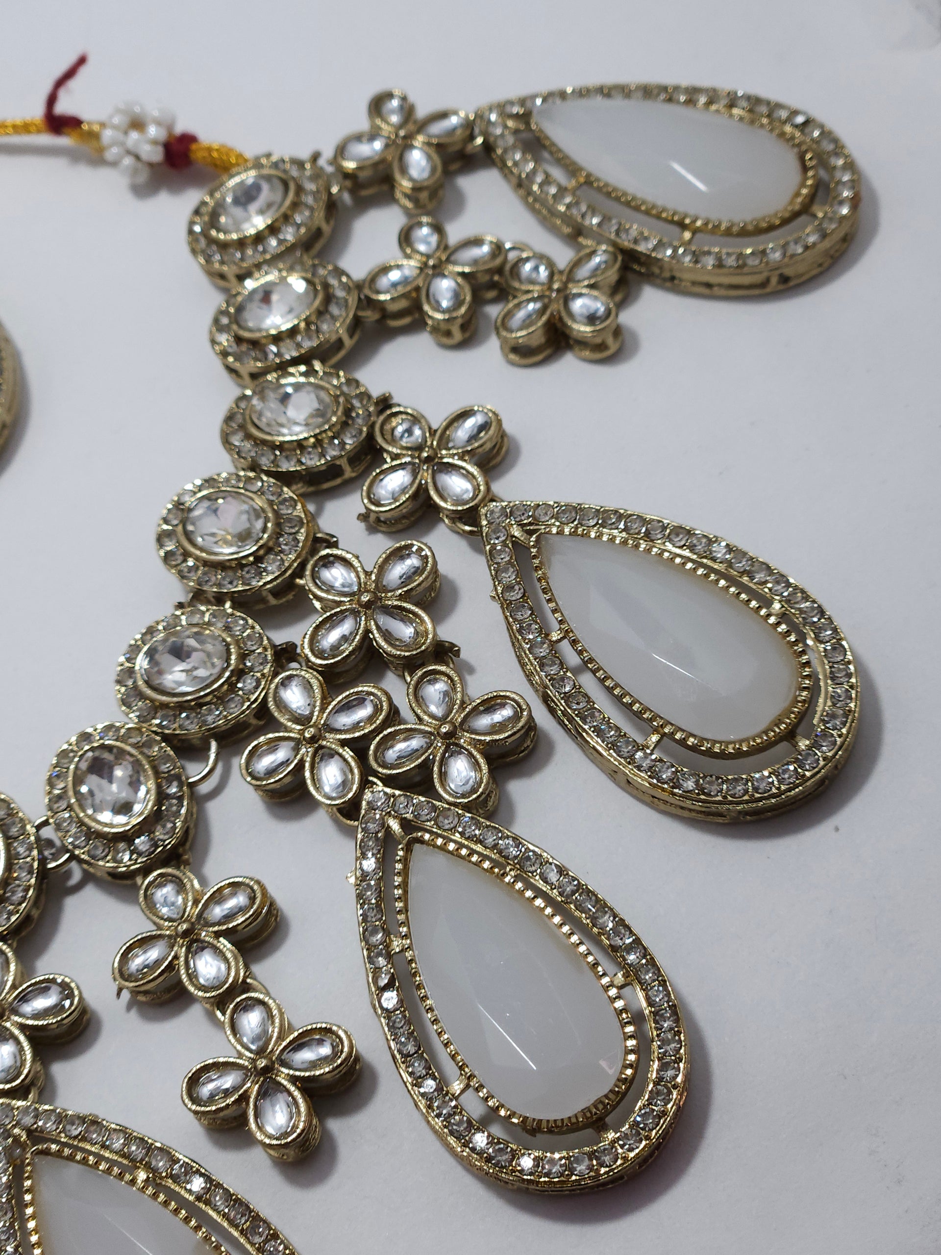 Pearl Teardrop Necklace Set – Elegant Floral Crystal Statement Jewelry Set