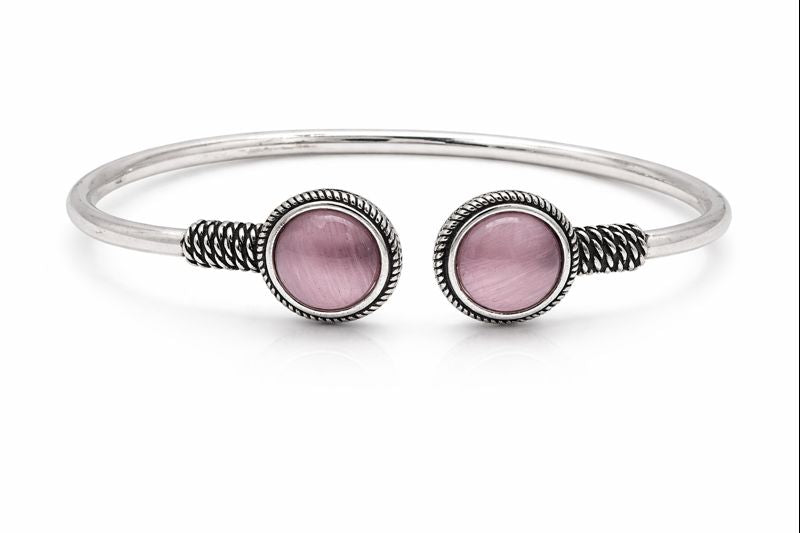 Midnight Oval Oxidised Stone Cuff Bracelet