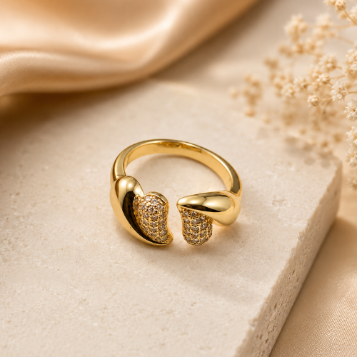 Sparkling Open Wrap Ring – Gold-Tone Crystal Statement Ring