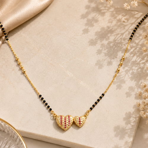 Heart Mangalsutra – Gold-Tone Crystal Designer Mangalsutra