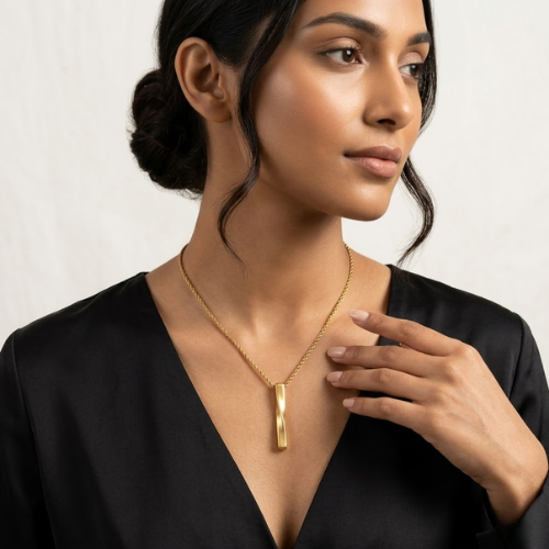 Anti-Tarnish Gold Minimal Bar Pendant Necklace