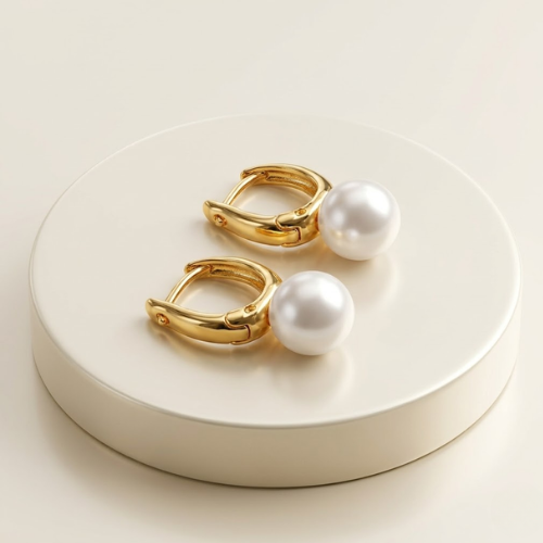 Pearl Glow Anti-Tarnish Gold Hoop Earrings