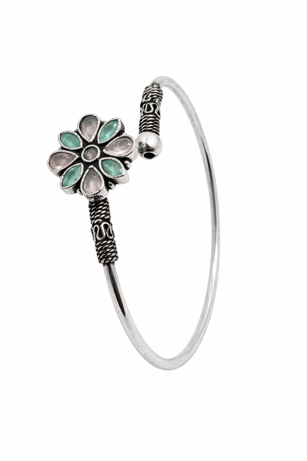 Vintage Blossom Oxidised Cuff Bracelet