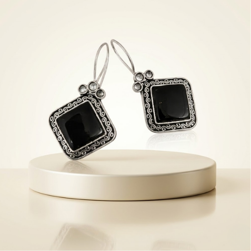 Midnight Charm Oxidised Drop Earrings