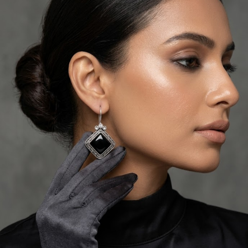 Midnight Charm Oxidised Drop Earrings