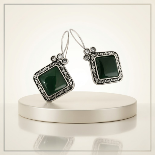 Midnight Charm Oxidised Drop Earrings