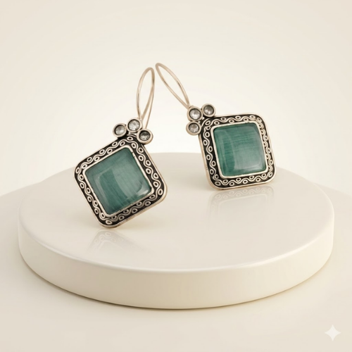 Midnight Charm Oxidised Drop Earrings