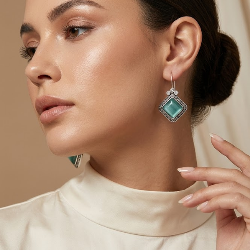 Midnight Charm Oxidised Drop Earrings