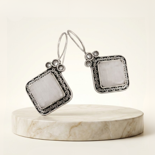 Midnight Charm Oxidised Drop Earrings