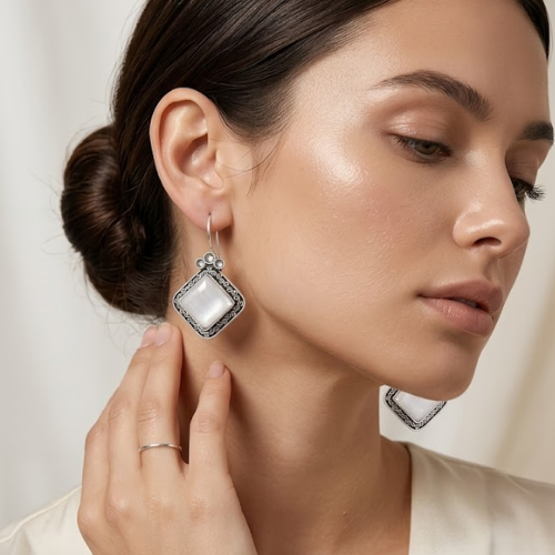 Midnight Charm Oxidised Drop Earrings