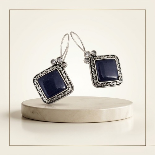 Midnight Charm Oxidised Drop Earrings