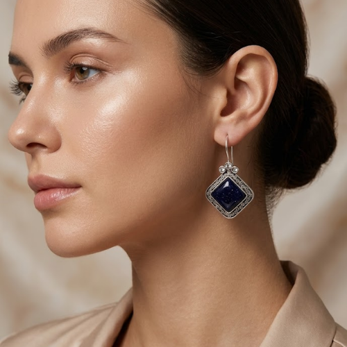 Midnight Charm Oxidised Drop Earrings