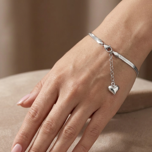 Anti-Tarnish Silver Finish Snake Chain Bracelet