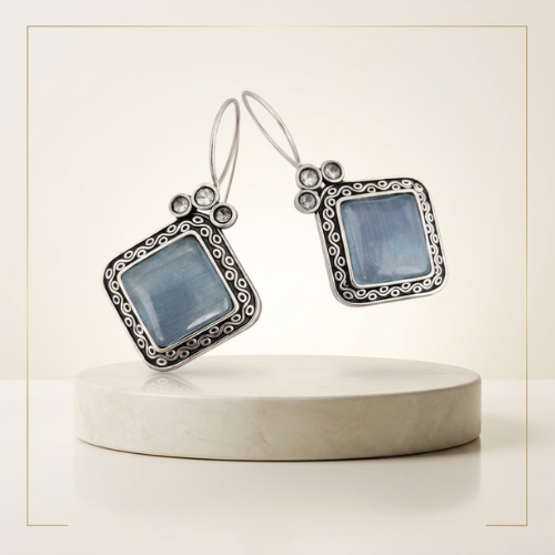 Midnight Charm Oxidised Drop Earrings
