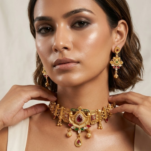 Maharani Rajwadi Kundan Choker Set