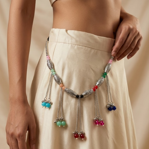 Oxidised Multicolor Beaded Kamarbandh (Waist Belt)