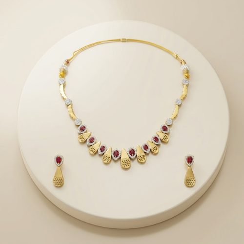 Ruby Radiance American Diamond Necklace Set