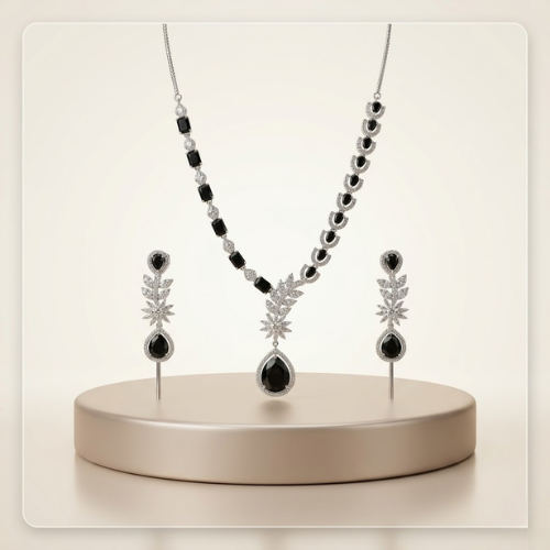 Emerald Royale American Diamond Necklace Set