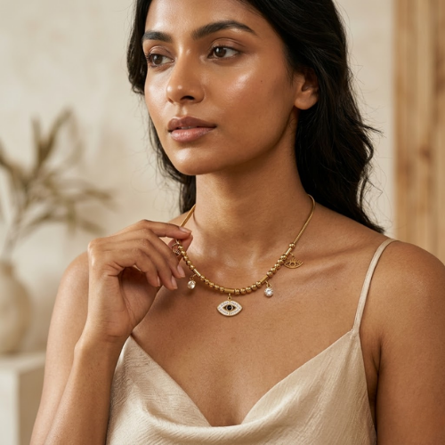 Eye Charm Anti-Tarnish Gold Necklace