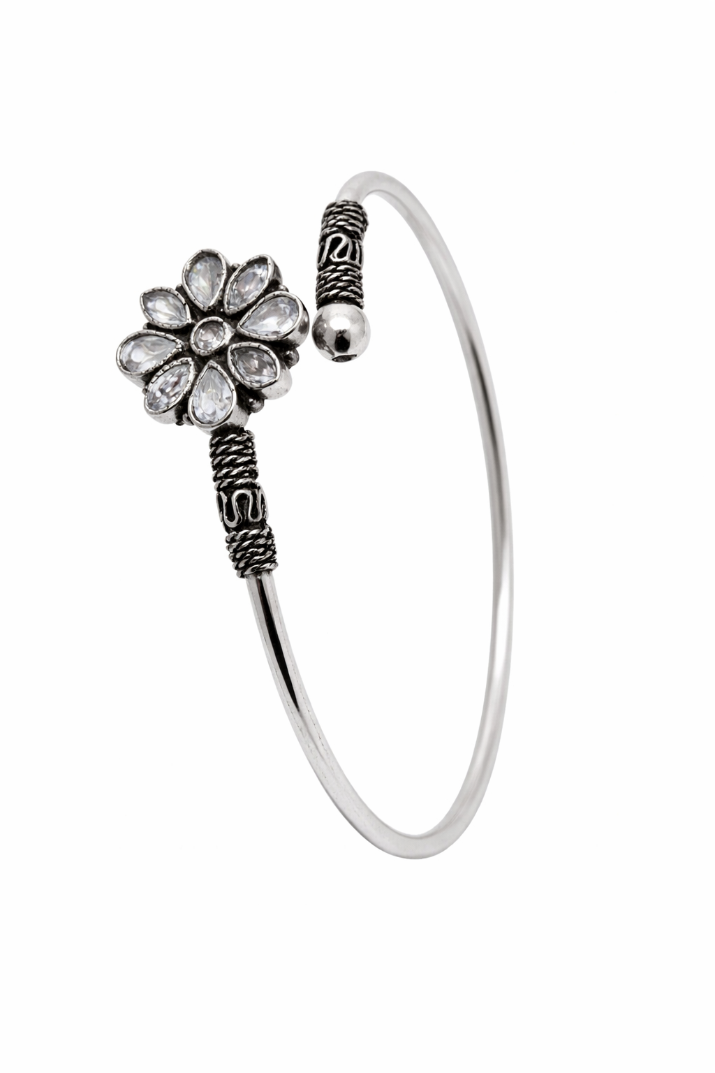 Vintage Blossom Oxidised Cuff Bracelet
