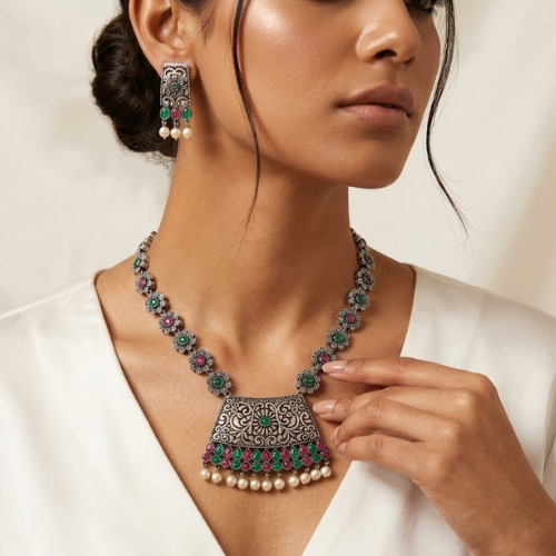 Navrang Heritage Oxidised Necklace