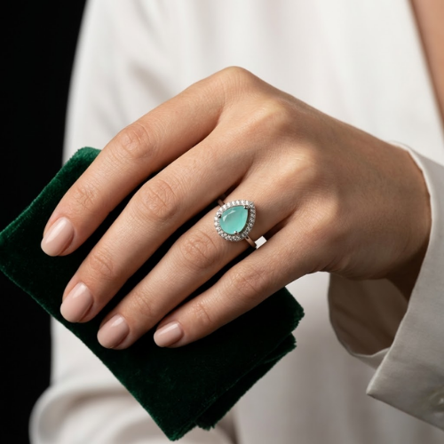 Emerald Drop American Diamond Ring