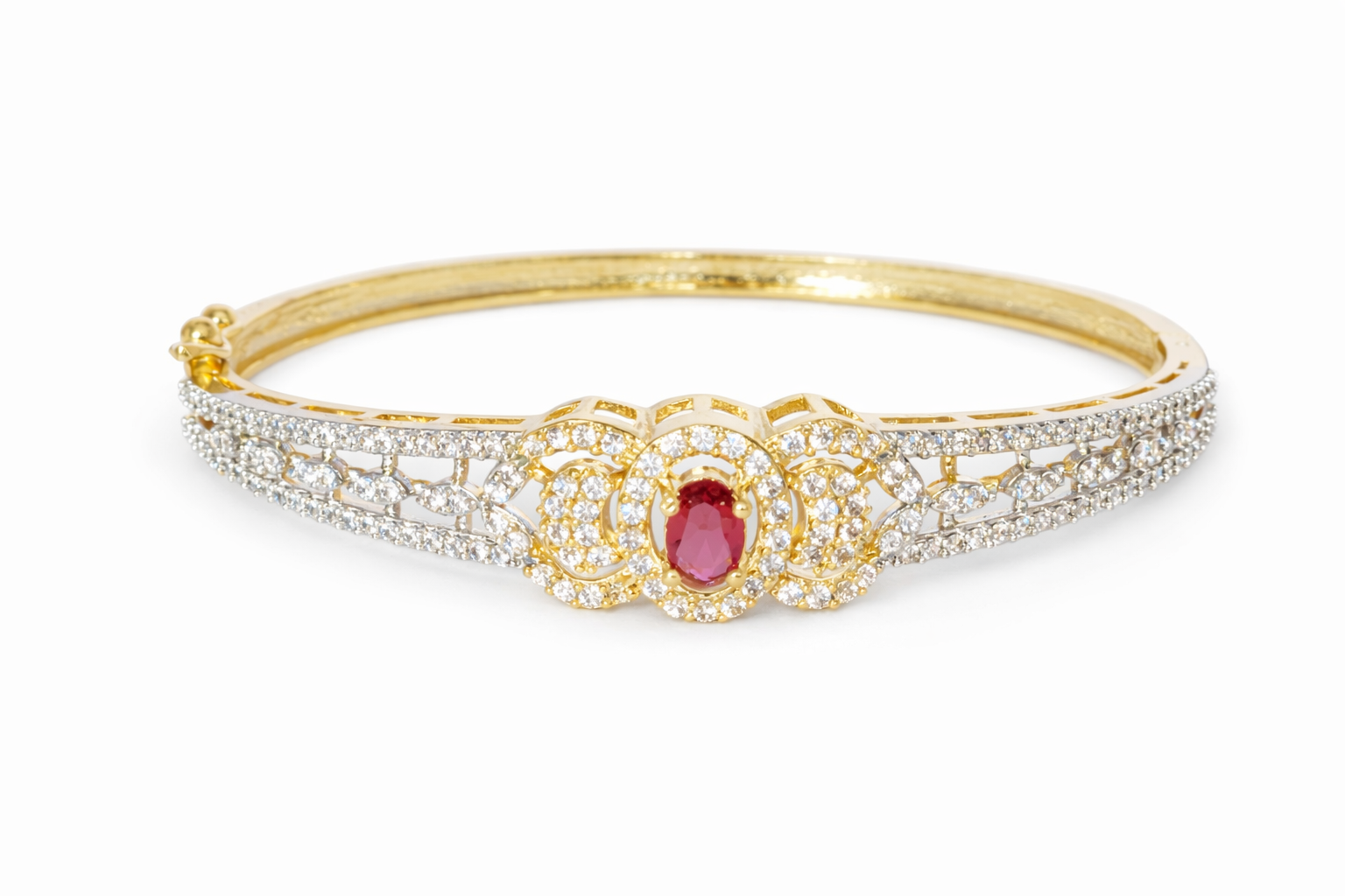 AD Bracelet with Ruby Red Stone - Front View
