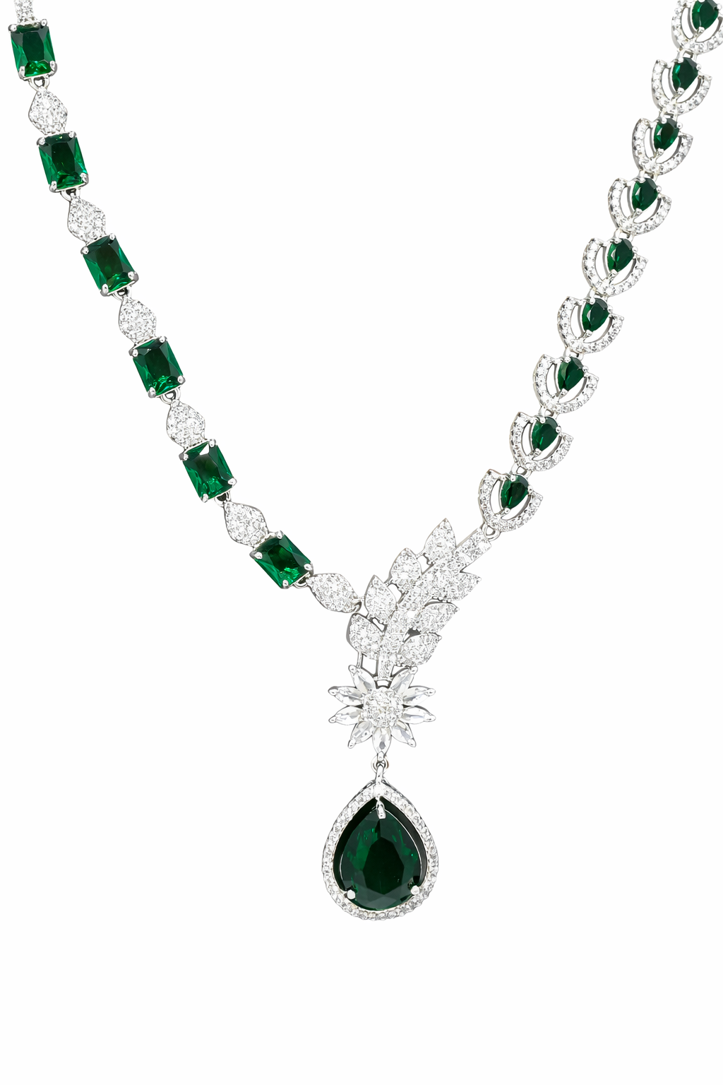 Emerald Royale American Diamond Necklace Set