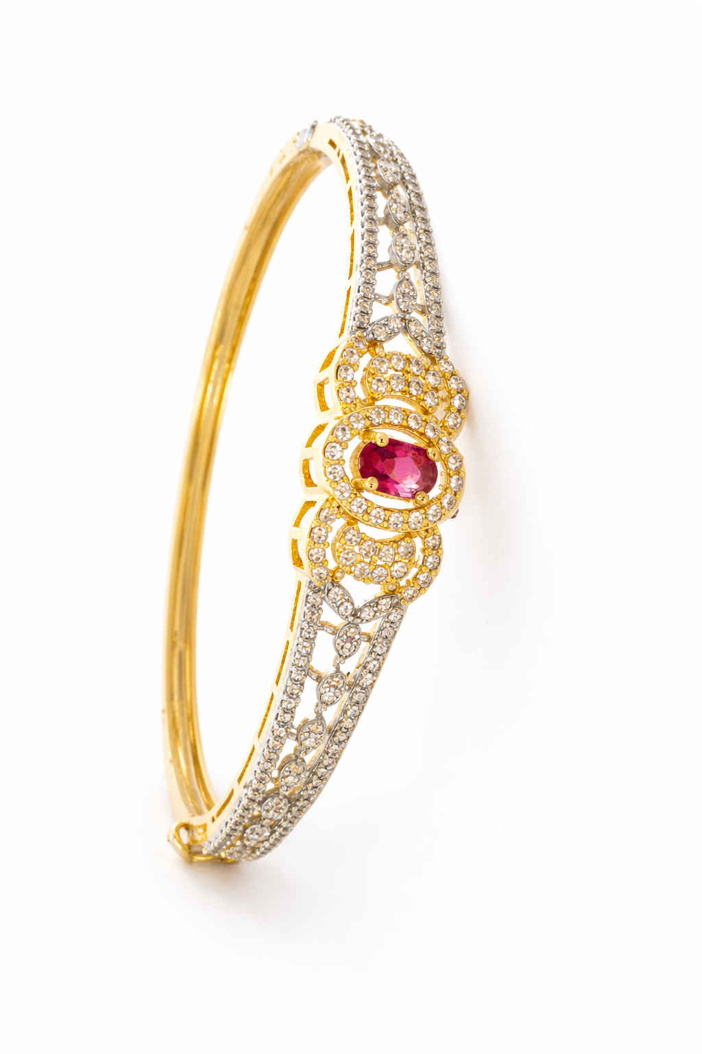 AD Bracelet with Ruby Red Stone - Side View 2