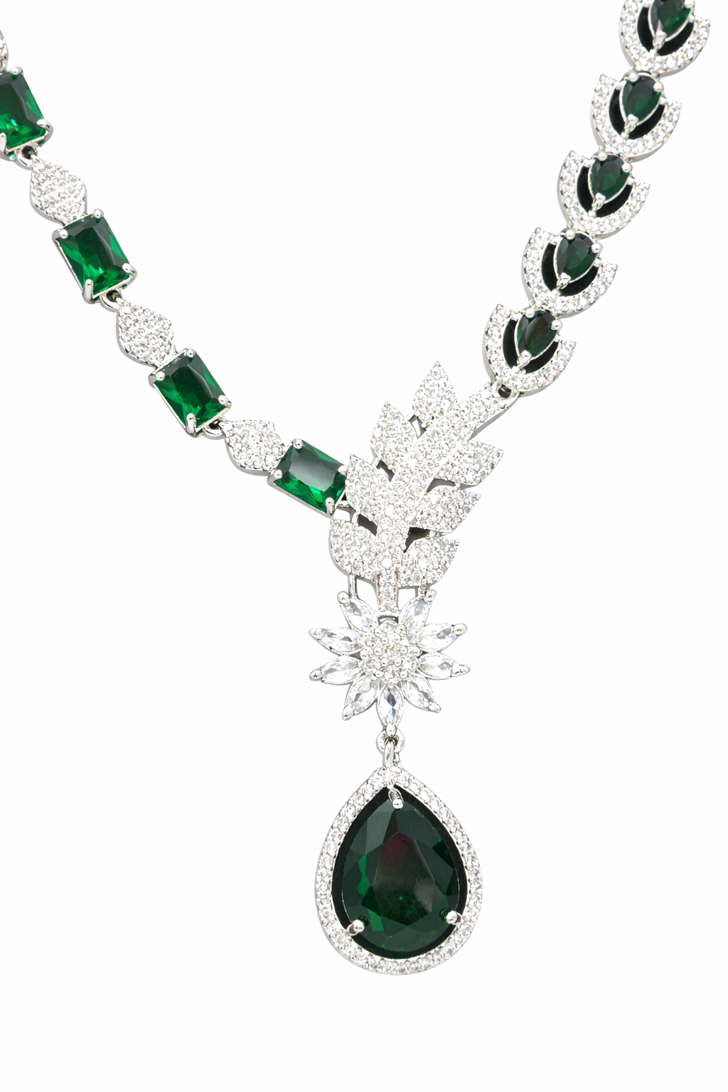 Emerald Royale American Diamond Necklace Set
