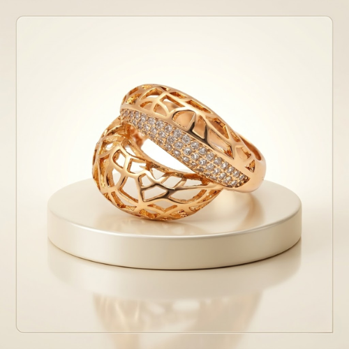 Luxe Crisscross American Diamond Statement Ring