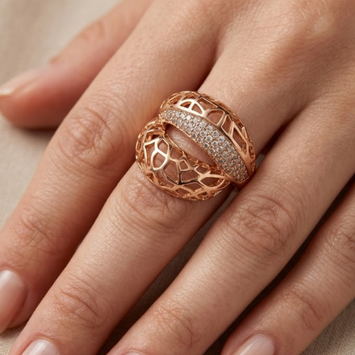Luxe Crisscross American Diamond Statement Ring