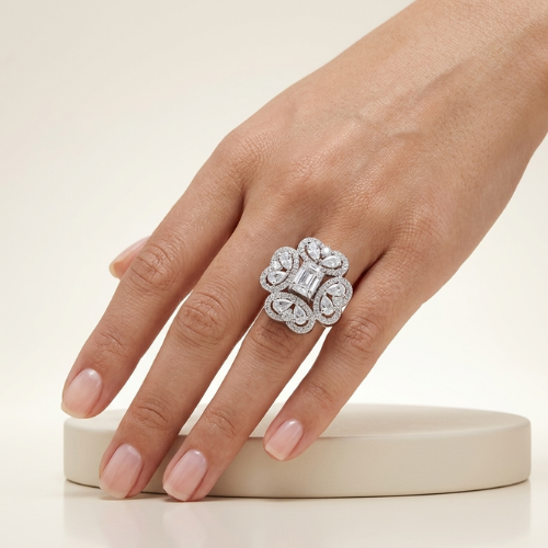 Princess Bloom American Diamond Ring