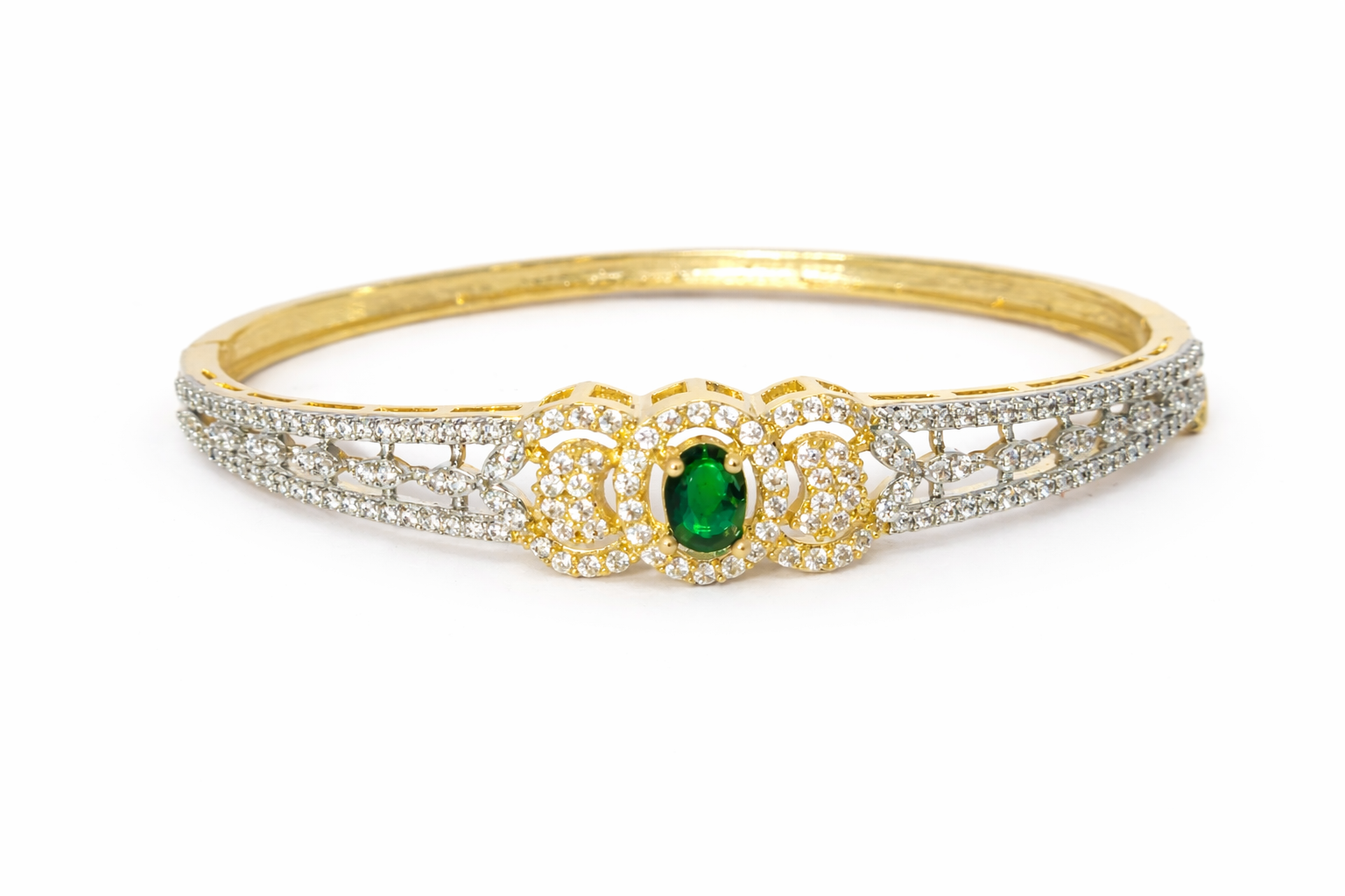 AD Bracelet with Emerald Green Stone - Front View