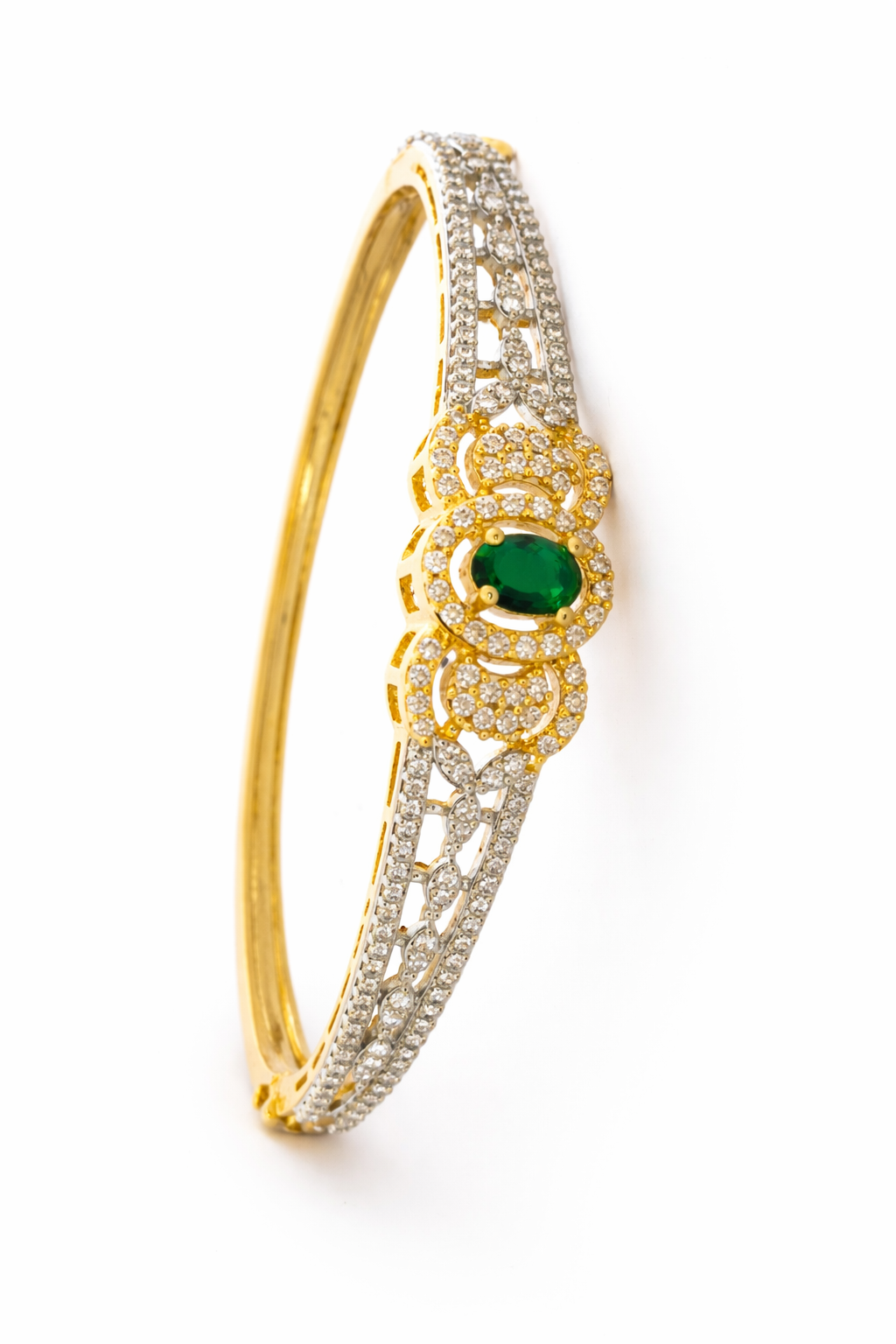 AD Bracelet with Emerald Green Stone - Side View 1