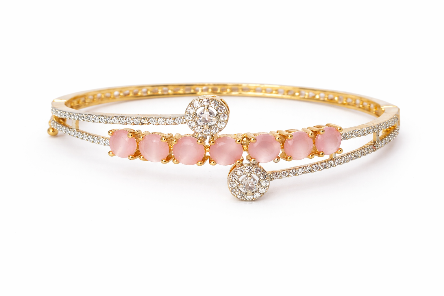 AD Bracelet with Pink Stones - Side View 1
