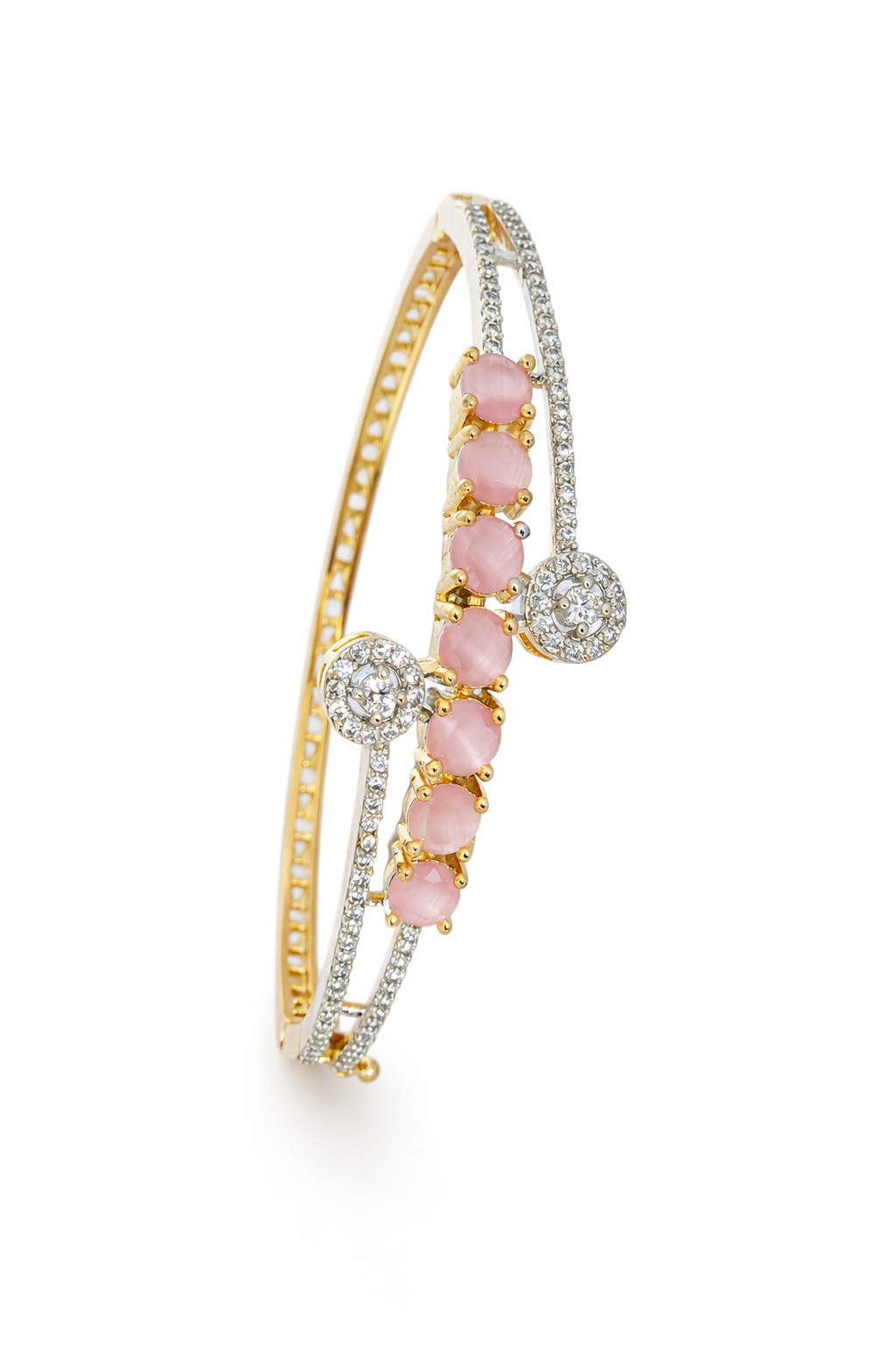 AD Bracelet with Pink Stones - Side View 2
