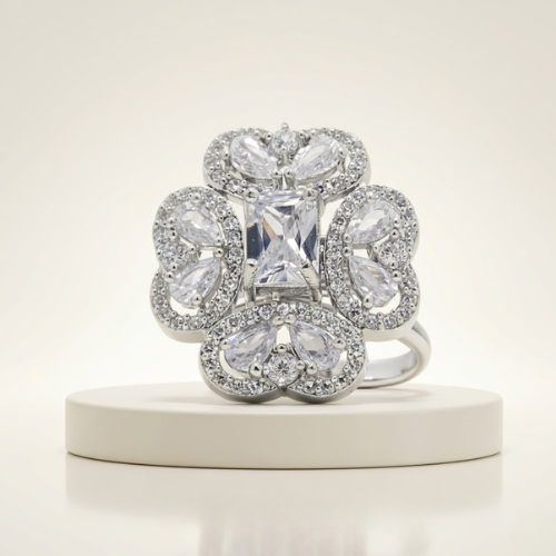 Princess Bloom American Diamond Ring