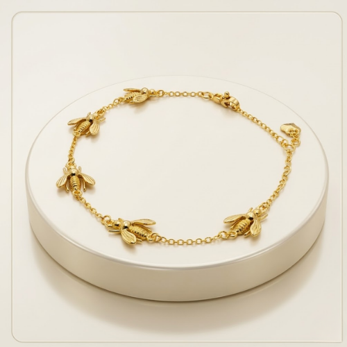 Golden Bee Charm Anti-Tarnish Anklet