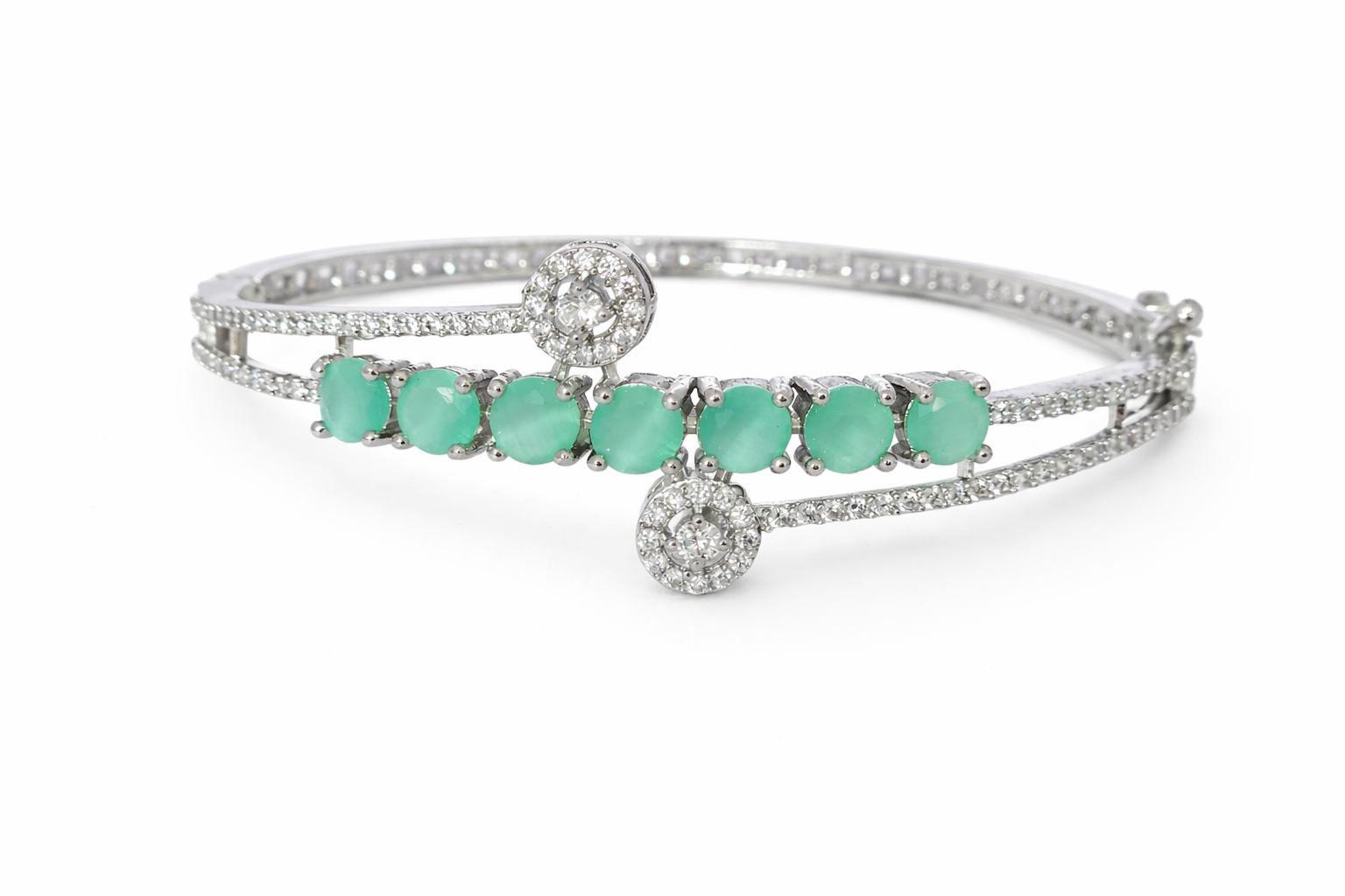 AD Bracelet with Mint Green Stones - Front View