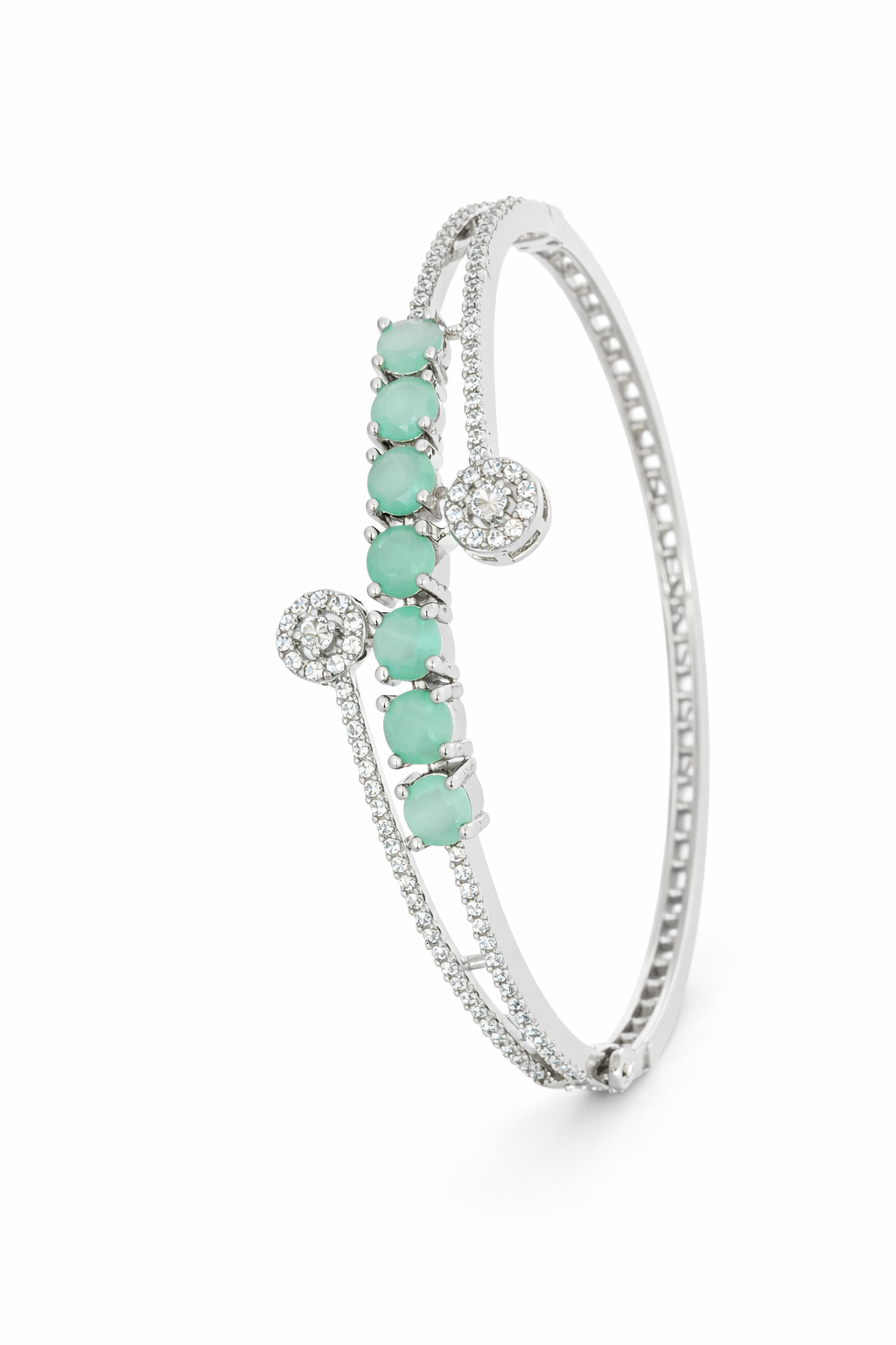 AD Bracelet with Mint Green Stones - Side View 1