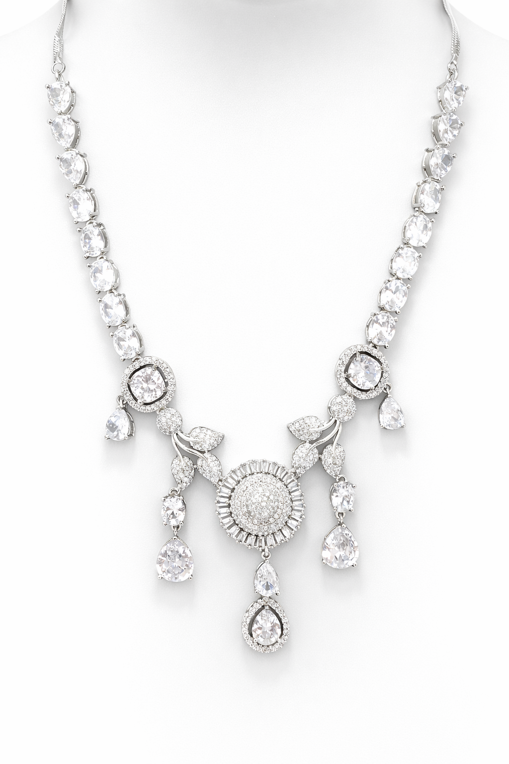 Celestial Bloom American Diamond Necklace Set