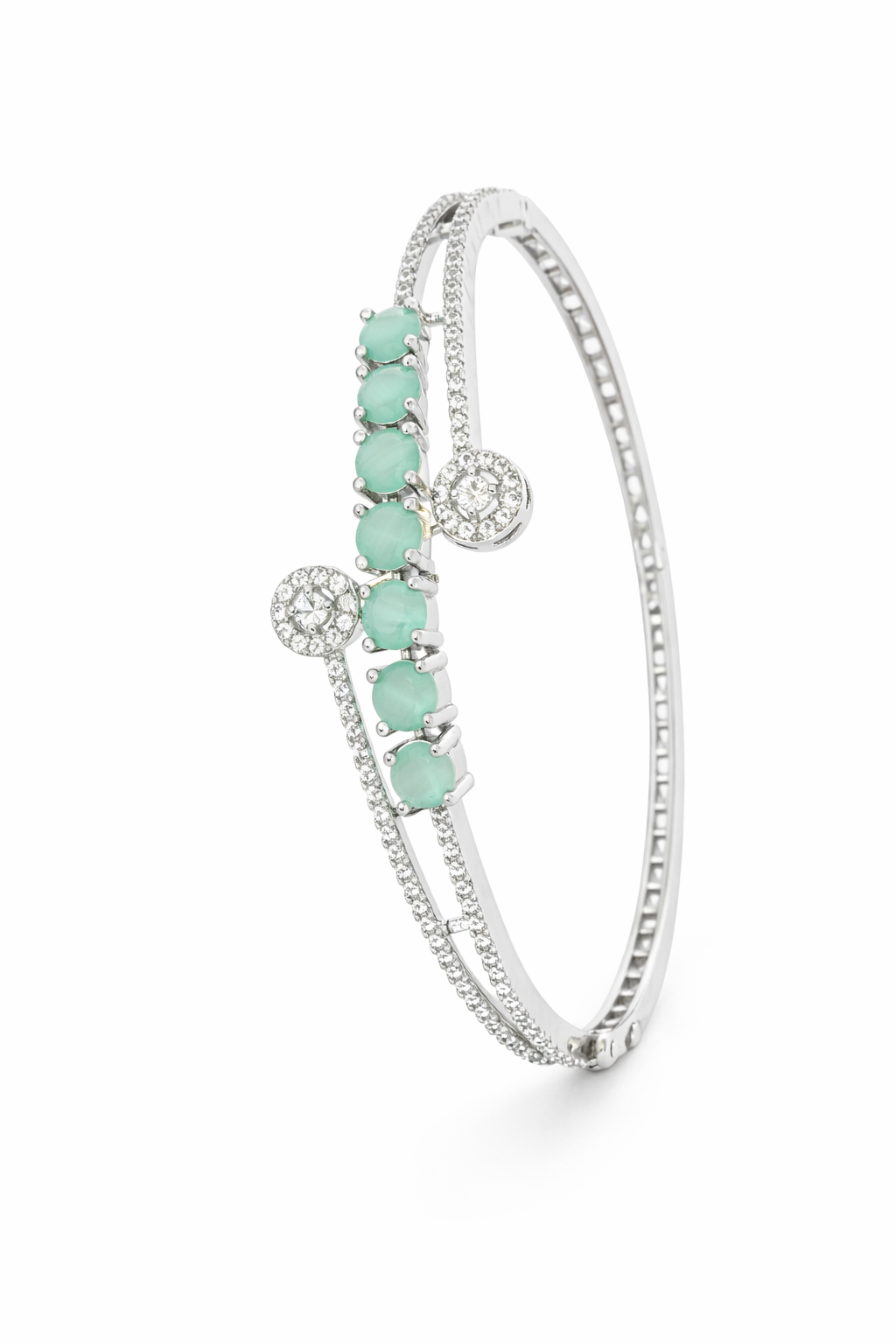 AD Bracelet with Mint Green Stones - Side View 2