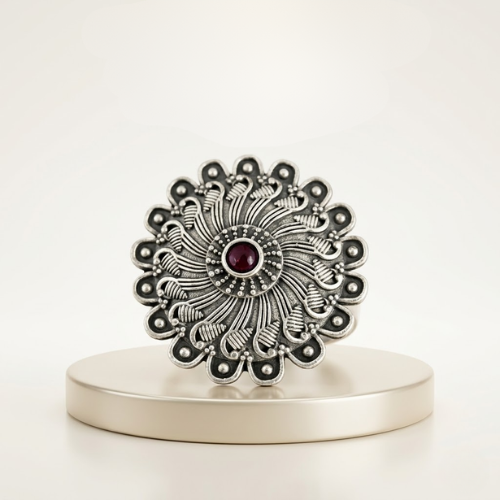 Royal Spiral Oxidised Statement Ring