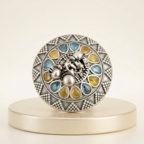 Ruby Charm Oxidised Statement Ring