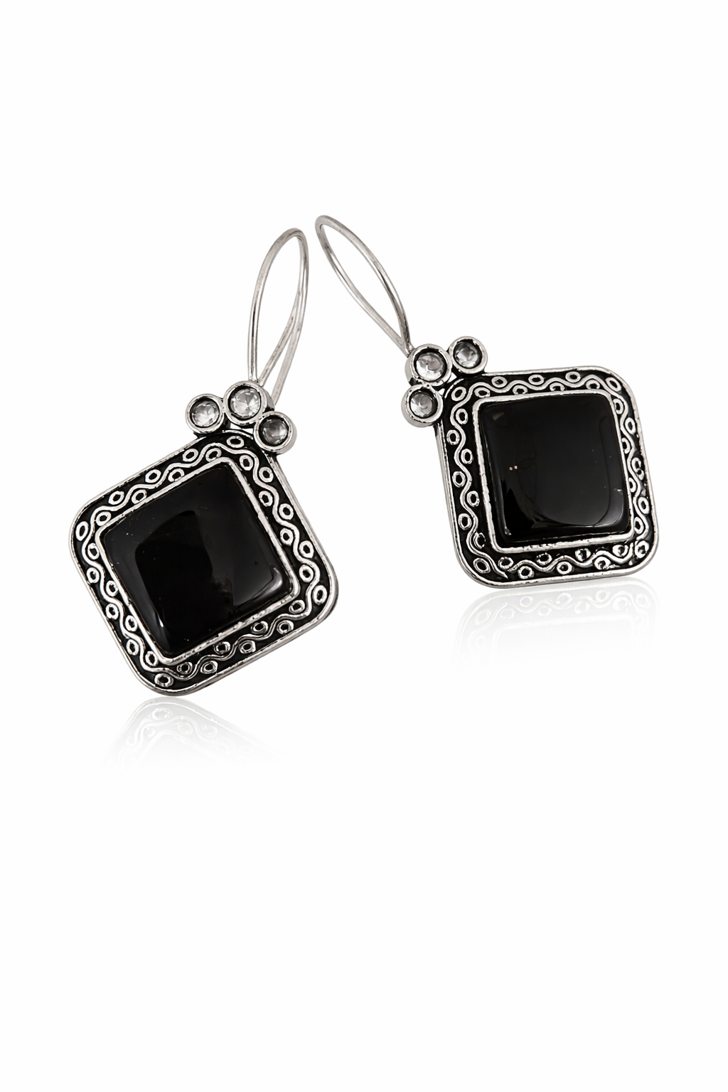 Midnight Charm Oxidised Drop Earrings
